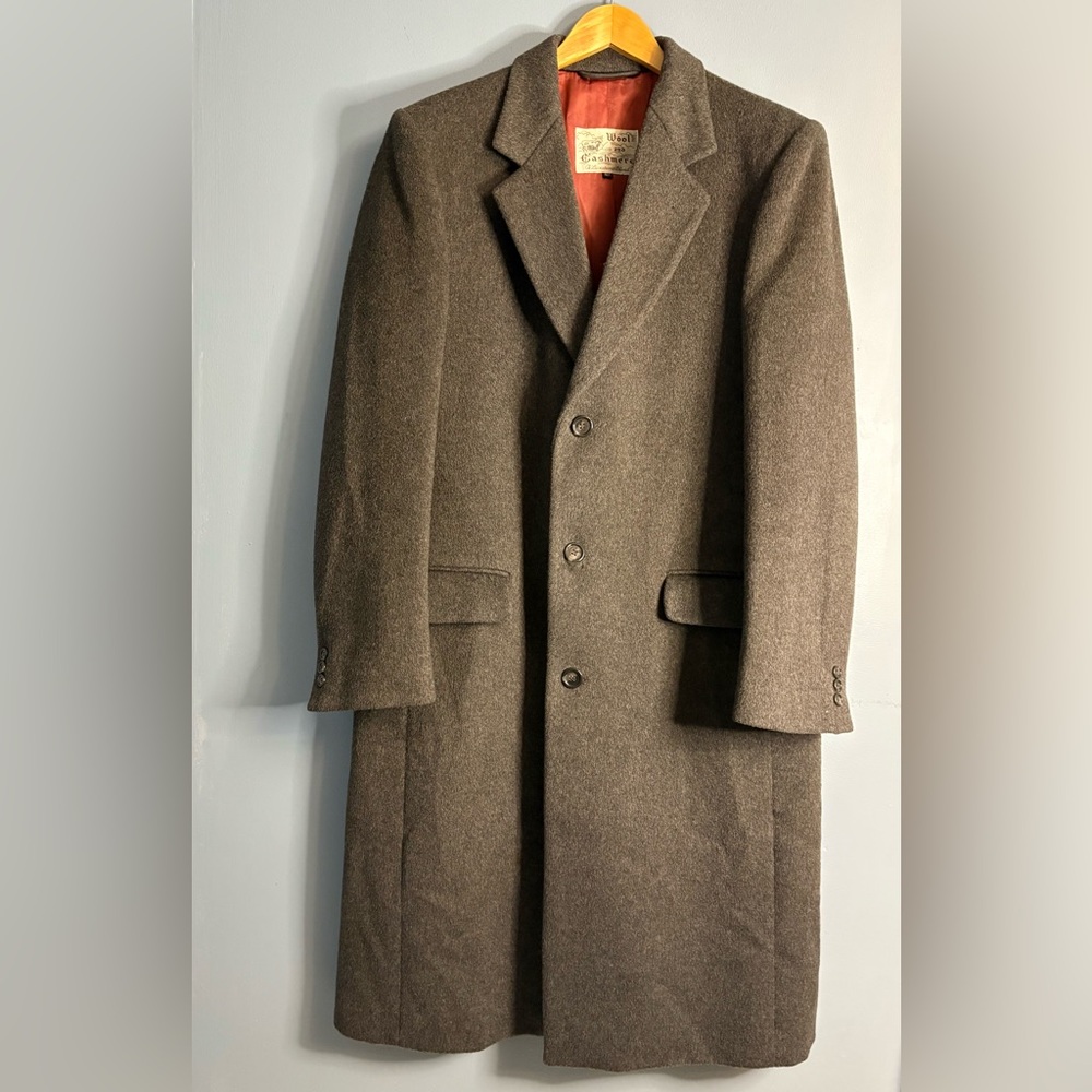 Classic Men's Gray Trench Coat made of Cashmere and Wool w/ Georgeous Lining!!